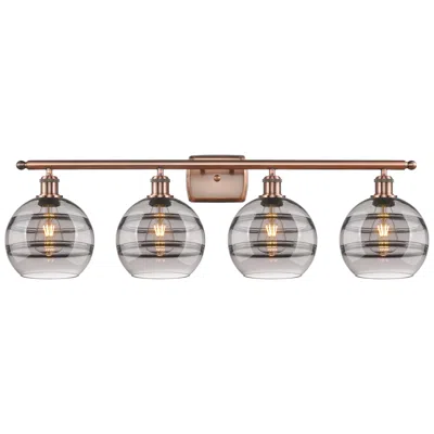 Innovations Lighting Ballston Rochester 38"w 4-light Copper Bath Vanity Light W/smoke Shade