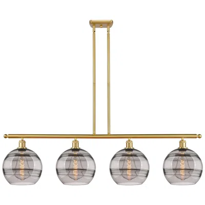Innovations Lighting Ballston Rochester 48.25"w 4-light Gold Stem Island Light W/ Smoke Sha
