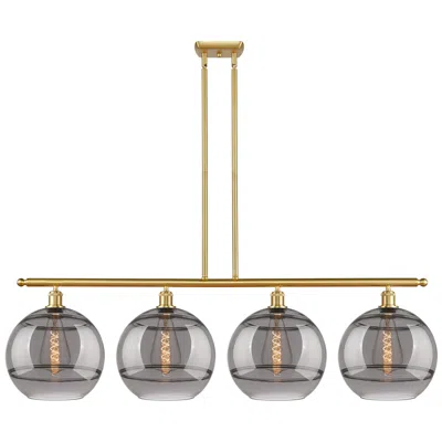 Innovations Lighting Ballston Rochester 50.25"w 4-light Gold Stem Island Light W/ Smoke Sha