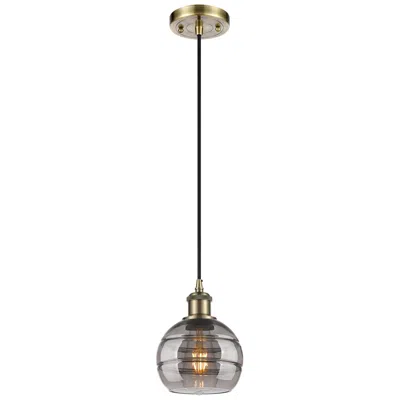 Innovations Lighting Ballston Rochester 5.88"w Antique Brass Corded Mini Pendant W/ Smoke S