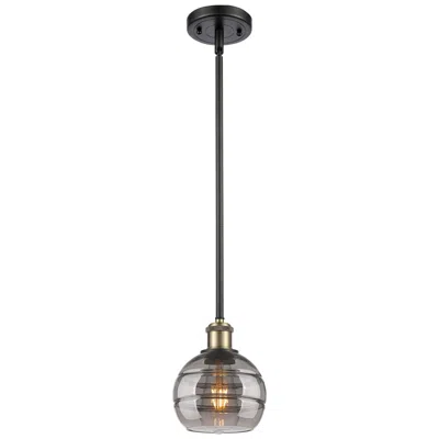 Innovations Lighting Ballston Rochester 5.88"w Black Brass Stemmed Mini Pendant W/ Smoke Sh