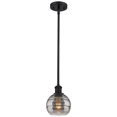 Innovations Lighting Ballston Rochester 5.88"w Matte Black Stemmed Mini Pendant W/ Smoke Sh