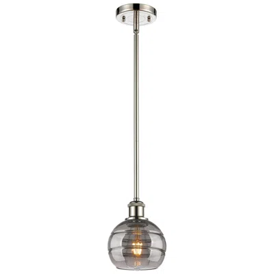 Innovations Lighting Ballston Rochester 5.88"w Polished Nickel Stem Mini Pendant W/ Smoke S
