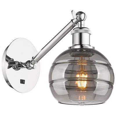 Innovations Lighting Ballston Rochester 7.88"h Chrome Adjustable Sconce W/ Smoke Shade