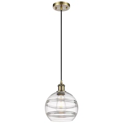 Innovations Lighting Ballston Rochester 8" Wide Antique Brass Corded Mini Pendant W/ Clear