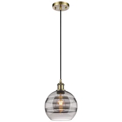 Innovations Lighting Ballston Rochester 8"w Antique Brass Corded Mini Pendant W/ Smoke Shad