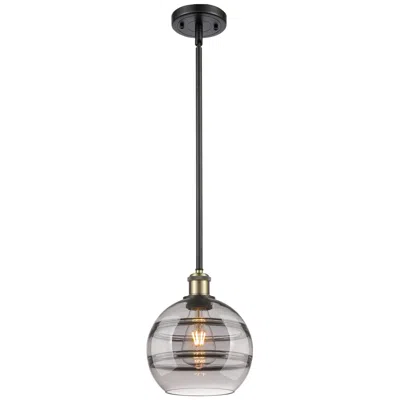 Innovations Lighting Ballston Rochester 8"w Black Brass Stemmed Mini Pendant W/ Smoke Shade