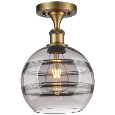 Innovations Lighting Ballston Rochester 8"w Brushed Brass Semi-flush Mount W/ Light Smoke S