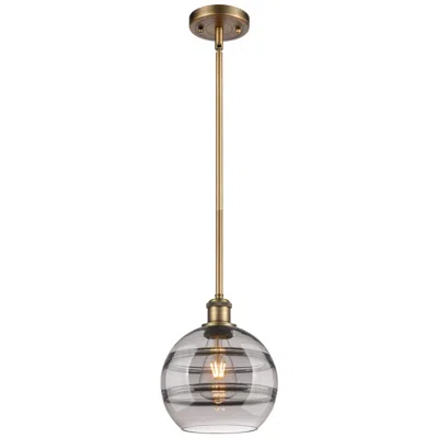 Innovations Lighting Ballston Rochester 8"w Brushed Brass Stemmed Mini Pendant W/ Smoke Sha