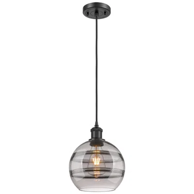 Innovations Lighting Ballston Rochester 8"w Matte Black Corded Mini Pendant W/ Light Smoke