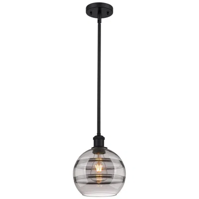 Innovations Lighting Ballston Rochester 8"w Matte Black Stemmed Mini Pendant W/ Smoke Shade