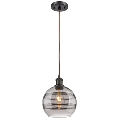Innovations Lighting Ballston Rochester 8"w Oiled Bronze Corded Mini Pendant W/ Smoke Shade