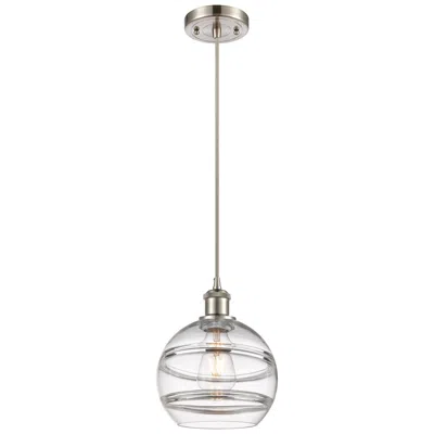 Innovations Lighting Ballston Rochester 8"w Satin Nickel Corded Mini Pendant W/ Clear Shade