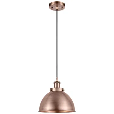 Innovations Lighting Ballston Urban 10.5" Copper Led Corded Mini Pendant W/ Black Shade