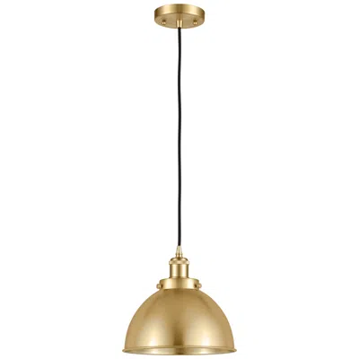 Innovations Lighting Ballston Urban 10.5" Gold Led Corded Mini Pendant W/ Matte Black Shade