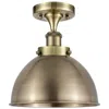 Innovations Lighting Ballston Urban 10"w Antique Brass Led Semi.flush Mount In Gold
