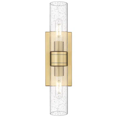 Innovations Lighting Ballston Urban 18" Wide 2 Light Brushed Brass Bath Light With Seedy Sh