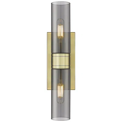 Innovations Lighting Ballston Urban 18"w 2 Light Antique Brass Bath Light W/ Plated Smoke S
