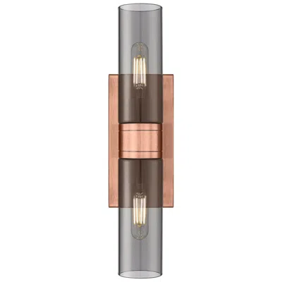 Innovations Lighting Ballston Urban 18"w 2 Light Antique Copper Bath Light W/ Plated Smoke