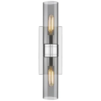 Innovations Lighting Ballston Urban 18"w 2 Light Chrome Bath Light W/ Plated Smoke Shade In Gray