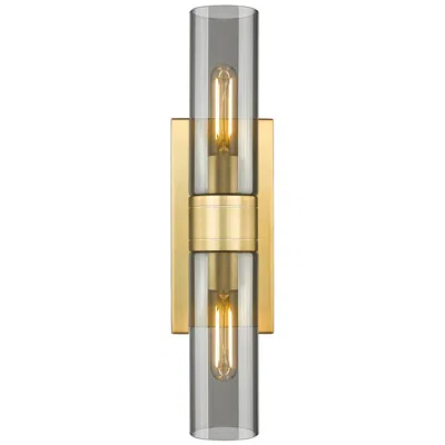 Innovations Lighting Ballston Urban 18"w 2 Light Satin Gold Bath Light With Plated Smoke Sh
