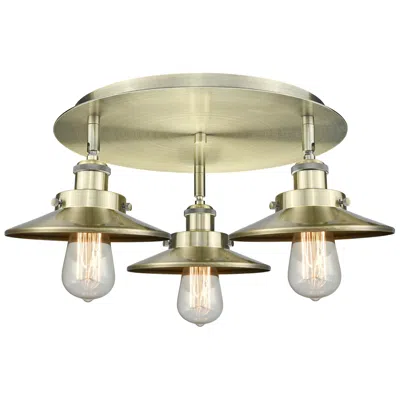Innovations Lighting Ballston Urban 19.75"w 3 Light Antique Brass Flush W/ Short Brass Shad