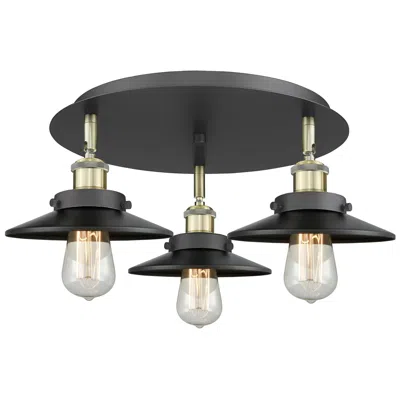 Innovations Lighting Ballston Urban 19.75"w 3 Light Black Brass Flush Mount W/ Short Black