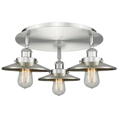 Innovations Lighting Ballston Urban 19.75"w 3 Light Satin Nickel Flush W/ Short Nickel Shad