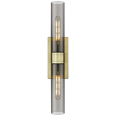 Innovations Lighting Ballston Urban 24"w 2 Light Antique Brass Bath Light W/ Plated Smoke S
