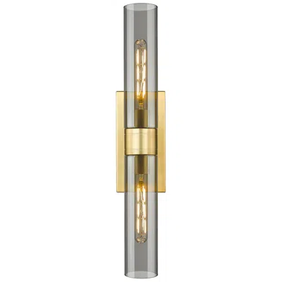 Innovations Lighting Ballston Urban 24"w 2 Light Satin Gold Bath Light With Plated Smoke Sh
