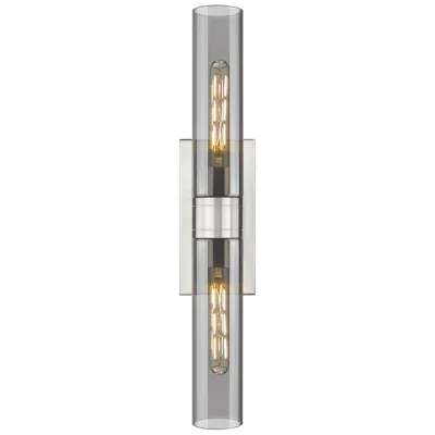 Innovations Lighting Ballston Urban 24"w 2 Light Satin Nickel Bath Light With Plated Smoke