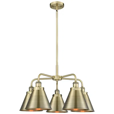 Innovations Lighting Ballston Urban 26"w 5 Light Antique Brass Stem Chandelier W/ Tall Bras In Gold