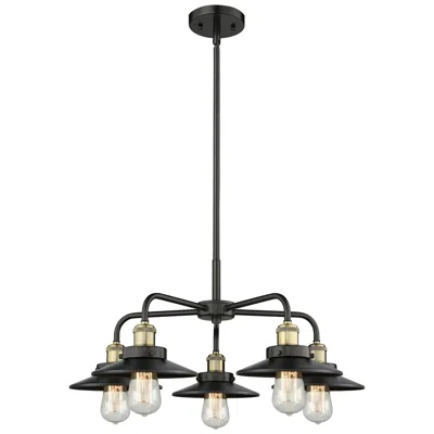 Innovations Lighting Ballston Urban 26"w 5 Light Black Brass Stem Chandelier W/ Short Black