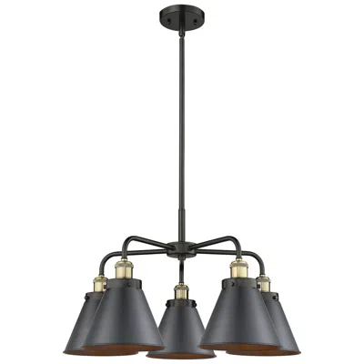 Innovations Lighting Ballston Urban 26"w 5 Light Black Brass Stem Chandelier W/ Tall Black