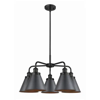 Innovations Lighting Ballston Urban 26"w 5 Light Matte Black Stem Chandelier W/ Tall Black