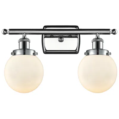 Innovations Lighting Ballston Urban Beacon 16"w 2 Light Chrome Bath Light W/ White Shade