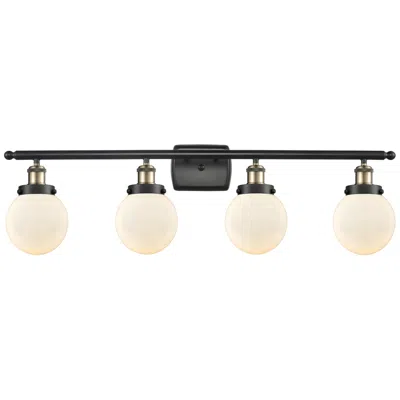Innovations Lighting Ballston Urban Beacon 4 Light 36" Bath Light - Black Brass - White Sha
