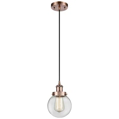 Innovations Lighting Ballston Urban Beacon 6" Mini Pendant - Antique Copper - Clear Shade