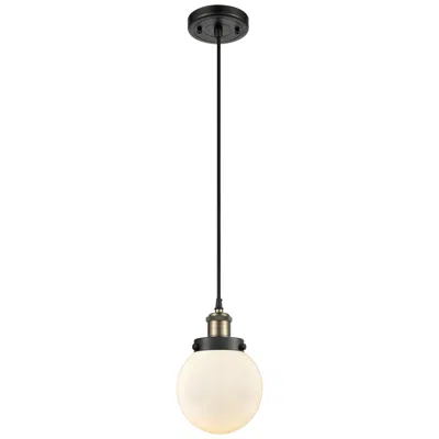 Innovations Lighting Ballston Urban Beacon 6" Mini Pendant - Black Antique Brass - Matte Wh