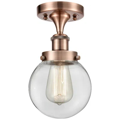 Innovations Lighting Ballston Urban Beacon  6" Semi-flush Mount - Antique Copper - Clear Sh