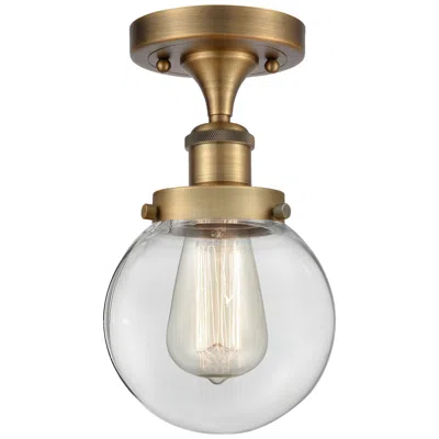 Innovations Lighting Ballston Urban Beacon  6" Semi-flush Mount - Brushed Brass - Clear Sha