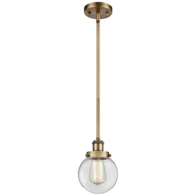 Innovations Lighting Ballston Urban Beacon 6"w Brushed Brass Stem Mini Pendant W/ Clear Sha