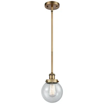 Innovations Lighting Ballston Urban Beacon 6"w Brushed Brass Stem Mini Pendant W/ Seedy Sha