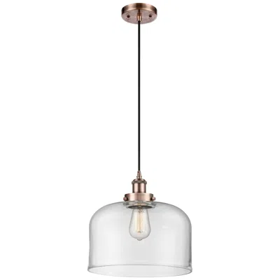 Innovations Lighting Ballston Urban Bell 12" Antique Copper Corded Mini Pendant W/ Clear Sh