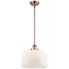 Innovations Lighting Ballston Urban Bell 12" Antique Copper Stemmed Mini Pendant W/ White S In White