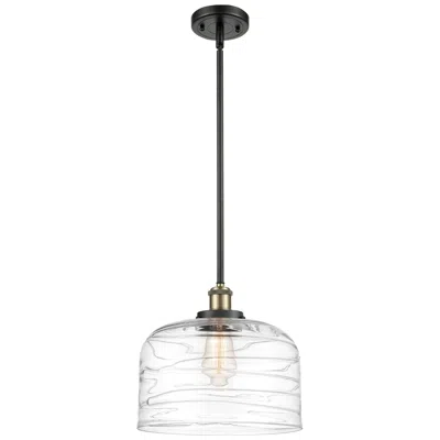 Innovations Lighting Ballston Urban Bell 12" Black Brass Stemmed Mini Pendant W/ Deco Shade