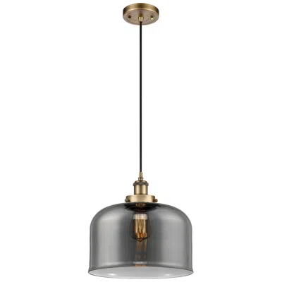 Innovations Lighting Ballston Urban Bell 12" Brushed Brass Corded Mini Pendant W/ Smoke Sha