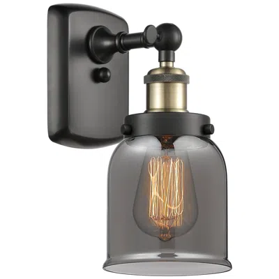 Innovations Lighting Ballston Urban Bell 12" High Black Brass Sconce W/ Plated Smoke Shade