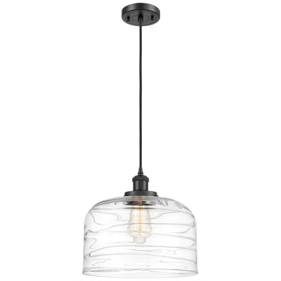 Innovations Lighting Ballston Urban Bell 12" Led Mini Pendant - Matte Black - Clear Deco Sw