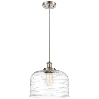 Innovations Lighting Ballston Urban Bell 12" Led Mini Pendant - Satin Nickel - Clear Deco S